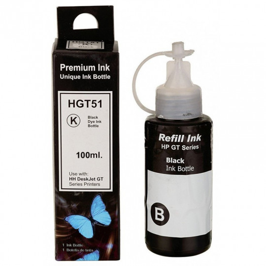 BOUTEILLE D'ENCRE ADAPTABLE HP HGT51 90ML NOIR