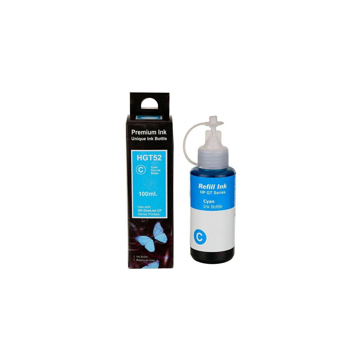 BOUTEILLE D'ENCRE ADAPTABLE HP HGT52 100ML CYAN