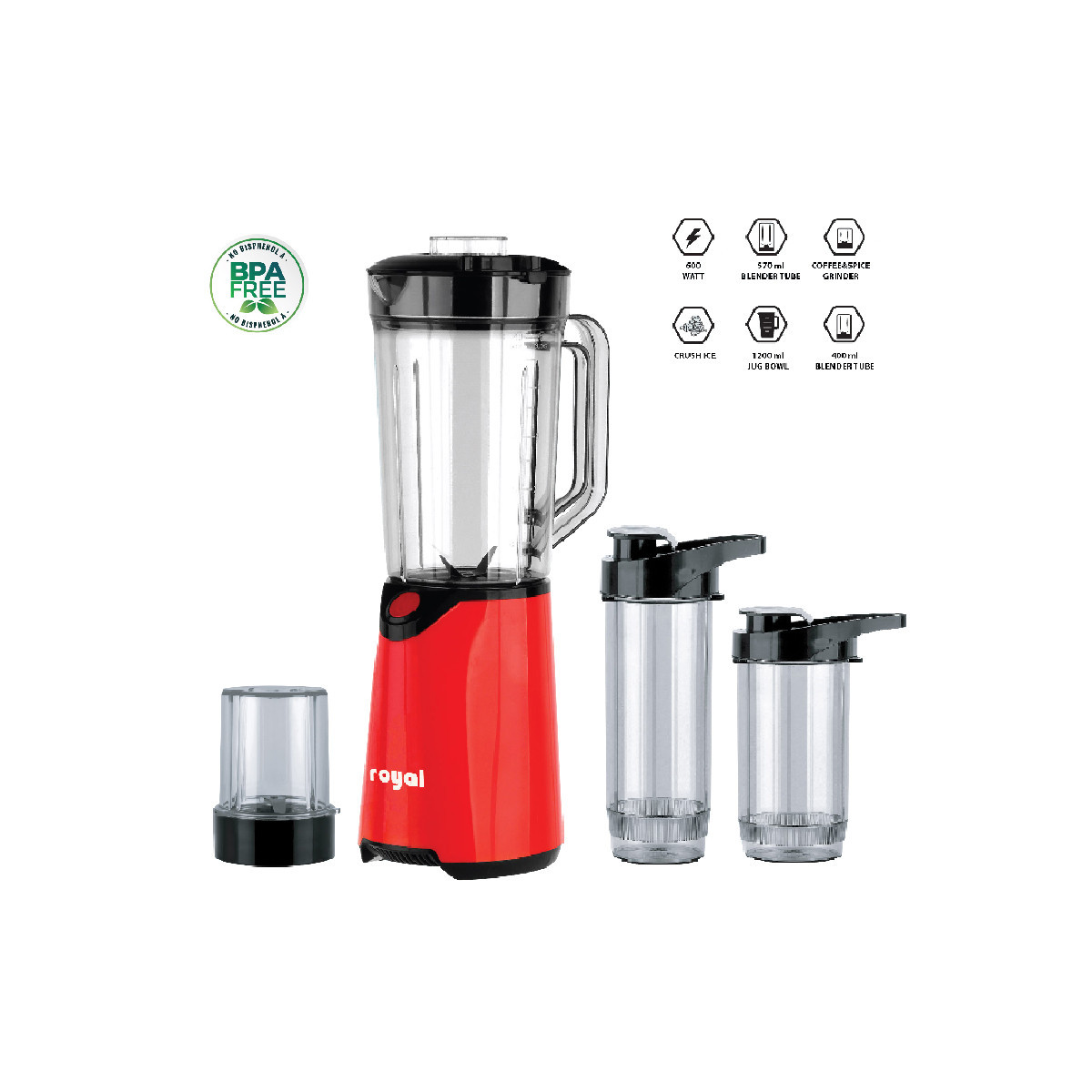BLENDER ROYAL 1.2 LITRES AVEC BOUTEILLES ET MOULIN
