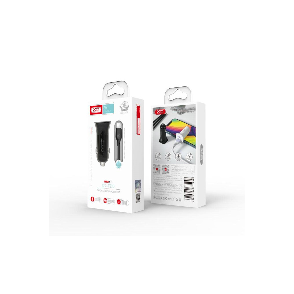 CHARGEUR VOITURE XO TZ10 AVEC UN CABLE MICRO NOIR