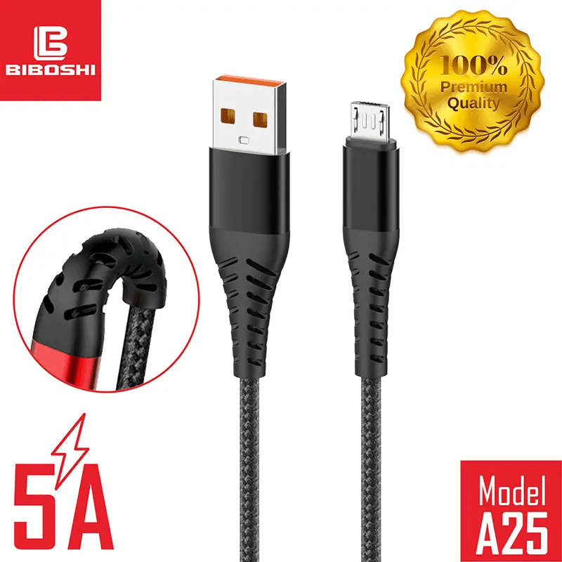 CABLE CHARGEUR USB A25 BIBOSHI 5.0A BLANC