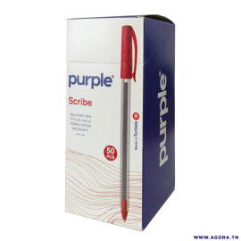 PACK DE 50 STYLOS À BILLE POINTE SCRIBE PURPLE | 1,0 MM | ROUGE | AGORA.TN