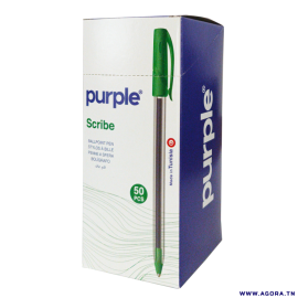 PACK DE 50 STYLOS À BILLE POINTE SCRIBE PURPLE | 1,0 MM | VERT |AGORA.TN