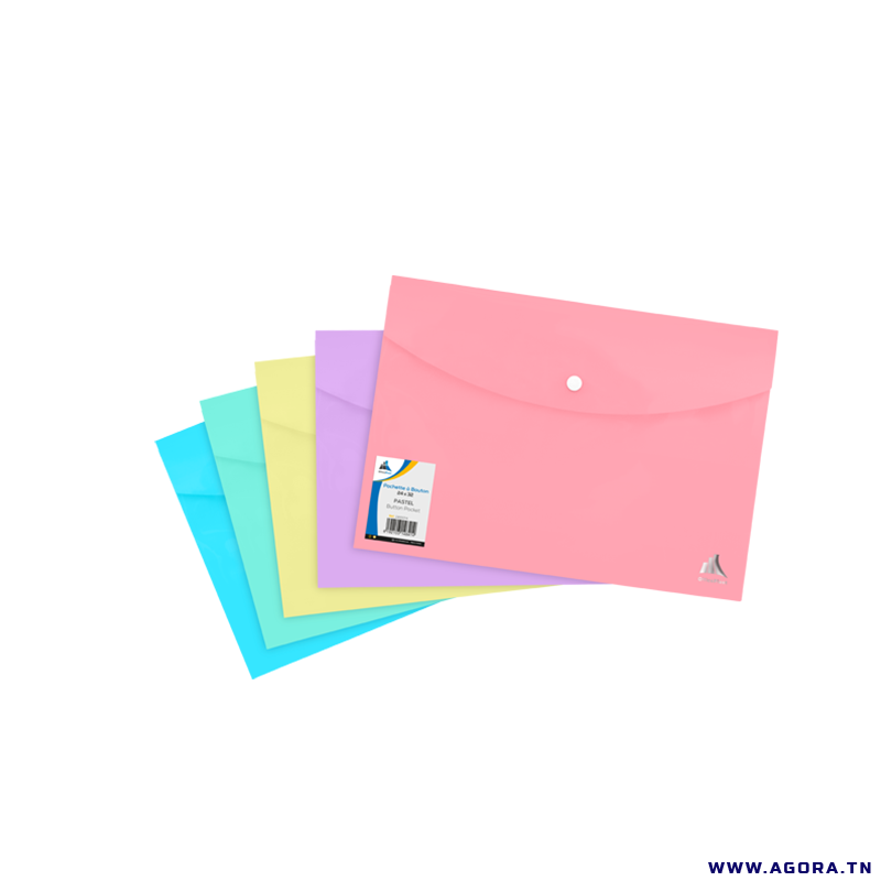 POCHETTE A BOUTON A4 PURPLE PASTEL - ASSORTIS  | Agora.tn