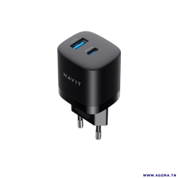 TETE CHARGEUR HAVIT FAST CHARGER HV-UC30 DUAL USB-C PD33W+USB-A PD30W | Agora.tn