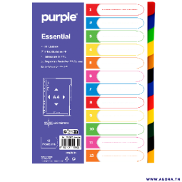 JEU DE 12 INTERCALAIRES CARTE IMPRIME PURPLE - ASSORTIS | Agora.tn