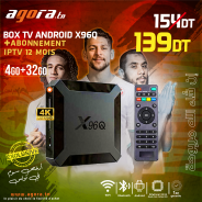 BOX TV ANDROID X96Q 4GO 32GO NOIR + ABONNEMENT IPTV 12 MOIS