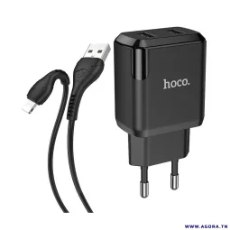 CHARGEUR HOCO N7 2 PORTS USB VERS MICRO USB | NOIR | Agora.tn