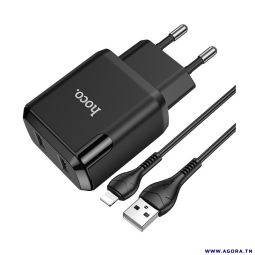 CHARGEUR HOCO N7 2 PORTS USB VERS MICRO USB | NOIR | Agora.tn