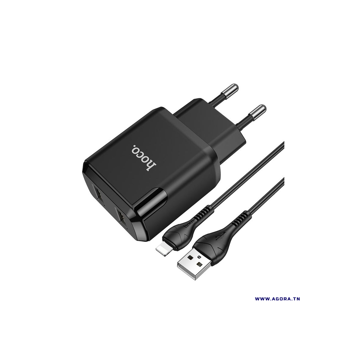 CHARGEUR HOCO N7 2 PORTS USB VERS MICRO USB | NOIR | Agora.tn