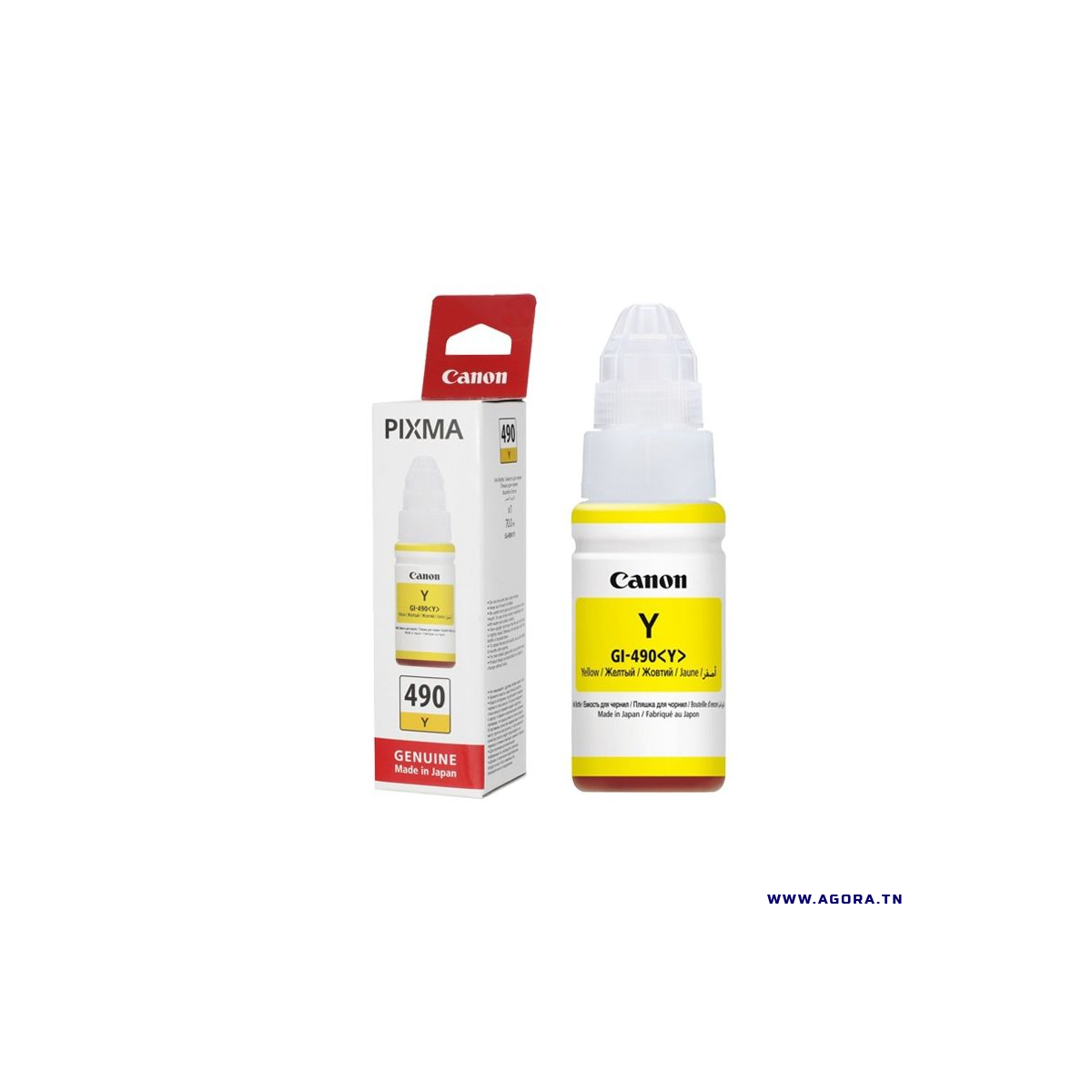 BOUTEILLE D'ENCRE ORIGINAL CANON GI-490 70ML JAUNE