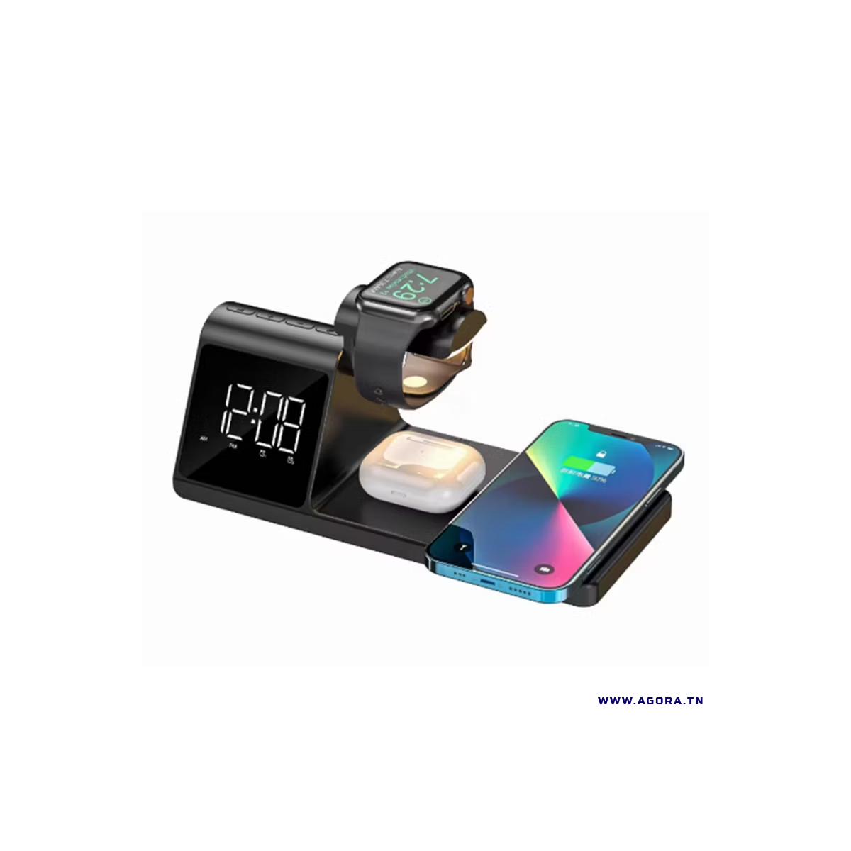 STATION DE CHARGE SANS FIL 3EN1 HAVIT W3042 | NOIR | Agora.tn