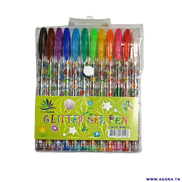 POCHETTE DE 12 STYLOS GEL GLITTERY PEN | Agora.tn