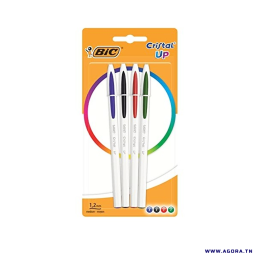 POCHETTE DE 4 STYLOS A BILLE BIC CRISTAL UP | Agora.tn