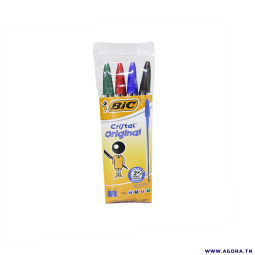 POCHETTE DE 4 STYLO A BILLE  BIC CRISTAL ORIGINAL | Agora.tn