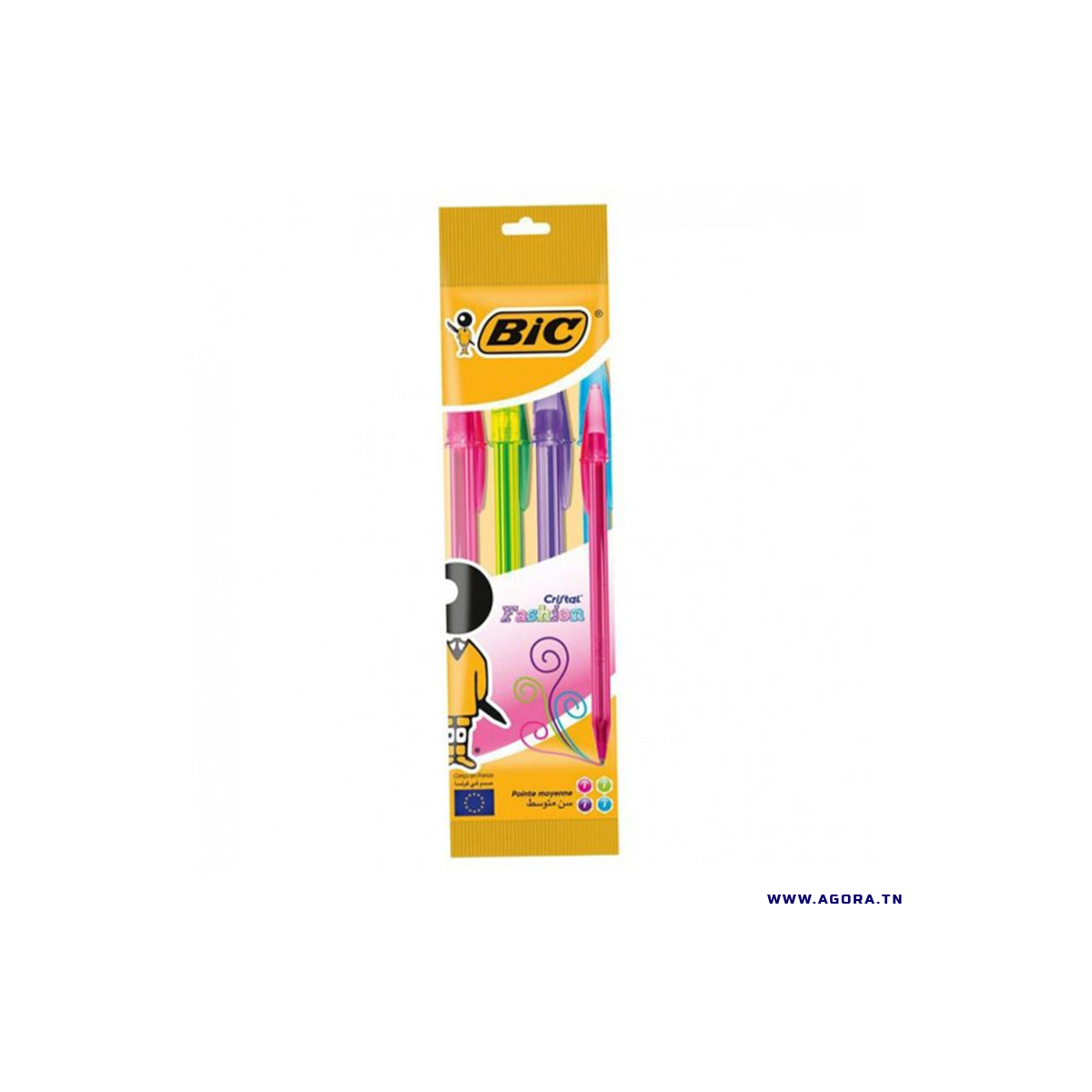 POCHETTE DE 4 STYLOS A BILLE BIC CRISTAL FASHION | Agora.tn