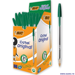 BOITE DE 50 STYLOS BIC CRISTAL ORIGINAL | VERT | Agora.tn
