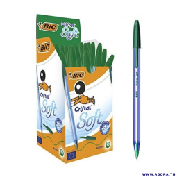 BOITE DE 50 STYLO BIC CRISTAL SOFT | VERT | Agora