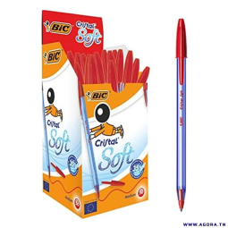 BOITE DE 50 STYLO BIC CRISTAL SOFT | ROUGE | Agora.tn