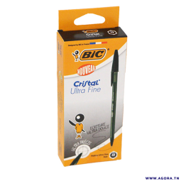 PAQUET DE 12 STYLOS A BILLE BIC CRISTAL ULTRA FINE NOIR | Agora.tn