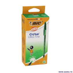PAQUET DE 12 STYLOS A BILLE BIC CRISTAL ULTRA FINE VERT | Agora.tn