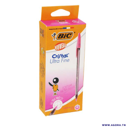 PAQUET DE 12 STYLOS A BILLE BIC CRISTAL ULTRA FINE ROSE | Agora.tn