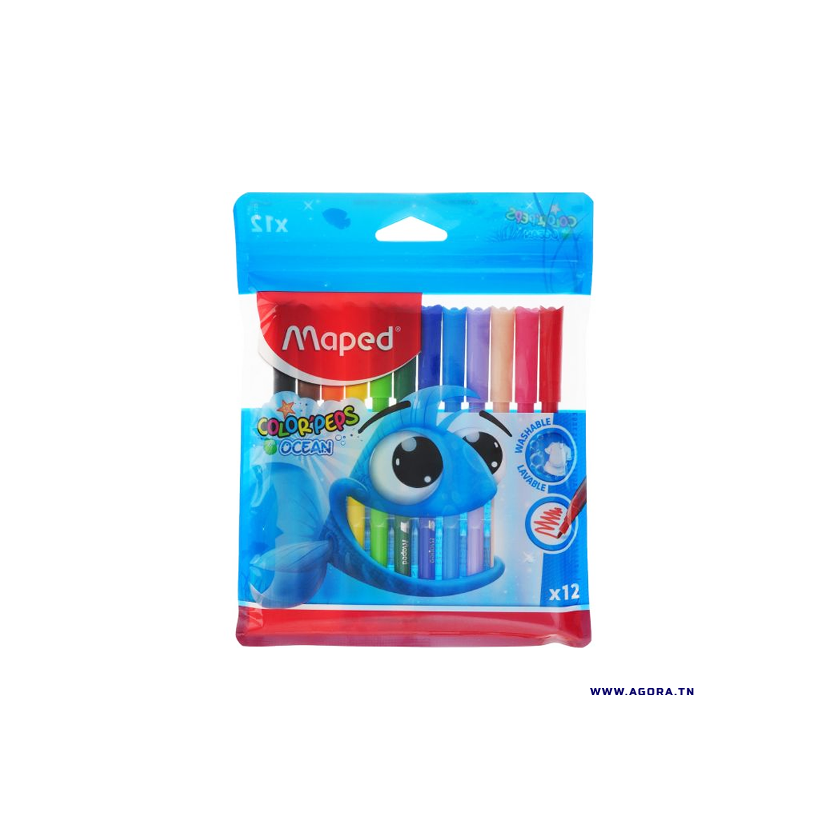 POCHETTE DE 12 FEUTRES OCEAN MAPED | Agora.tn