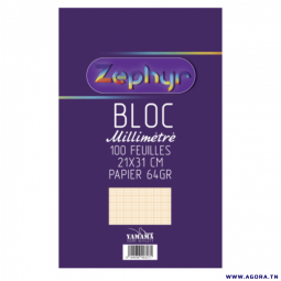 BLOC MILLIMETRIE 100 FEUILLES 64G GM ZEPHYR YAMAMA 0003232