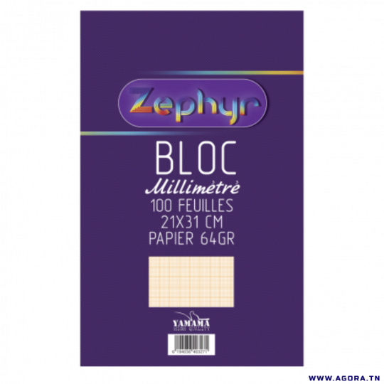 BLOC MILLIMETRIE 100 FEUILLES 64G GM ZEPHYR YAMAMA 0003232