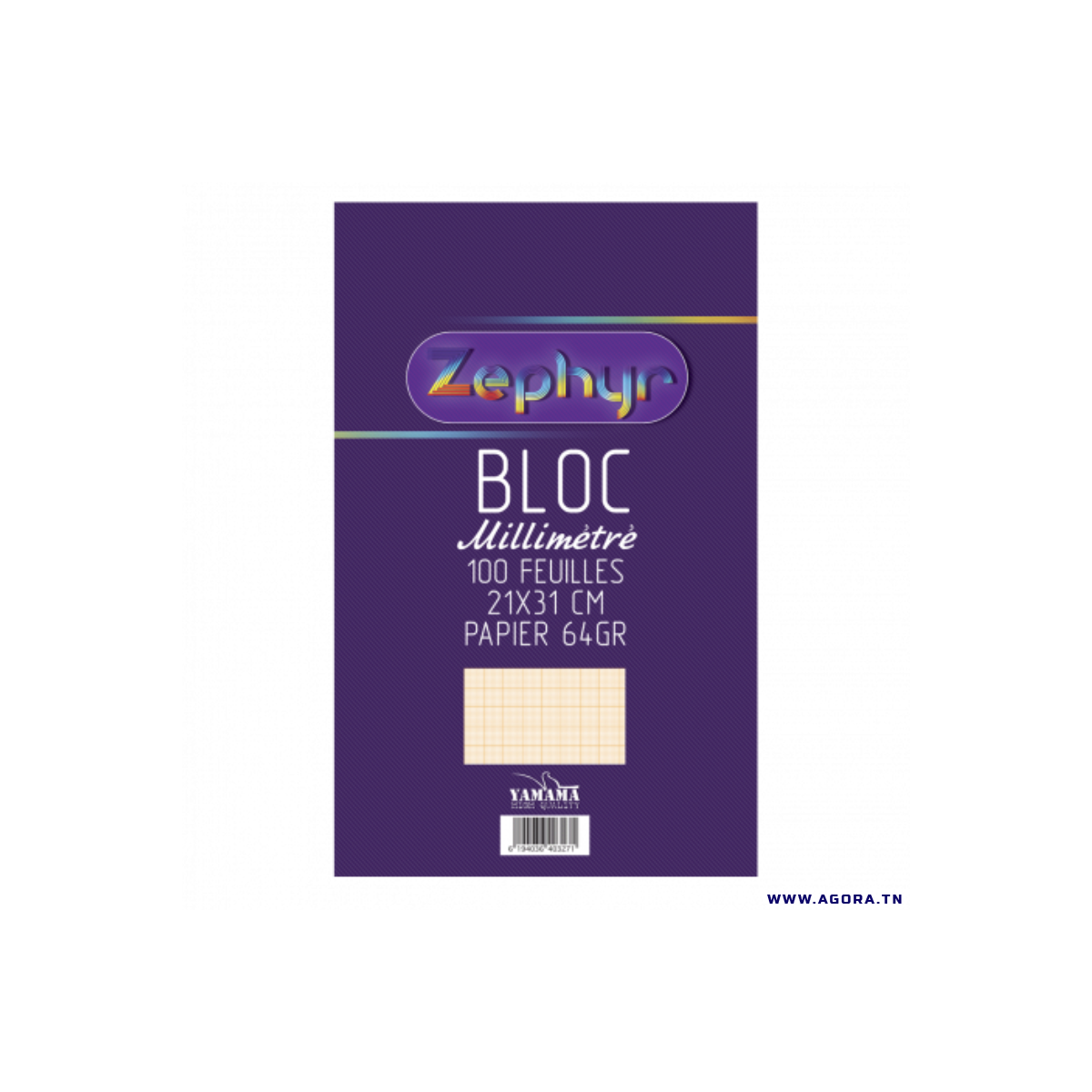 BLOC MILLIMETRIE 100 FEUILLES 64G GM ZEPHYR YAMAMA 0003232