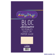 BLOC MILLIMETRIE 50 FEUILLES 64G GM ZEPHYR YAMAMA 0040974