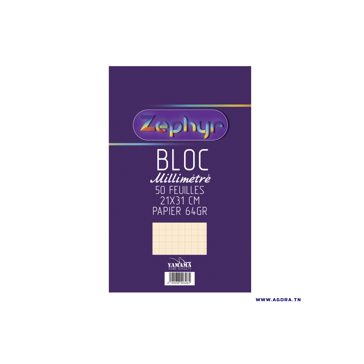 BLOC MILLIMETRIE 50 FEUILLES 64G GM ZEPHYR YAMAMA 0040974