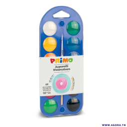 AQUARELLE 12 PASTILLES DE 25MM + 1 PINCEAU 110A12B