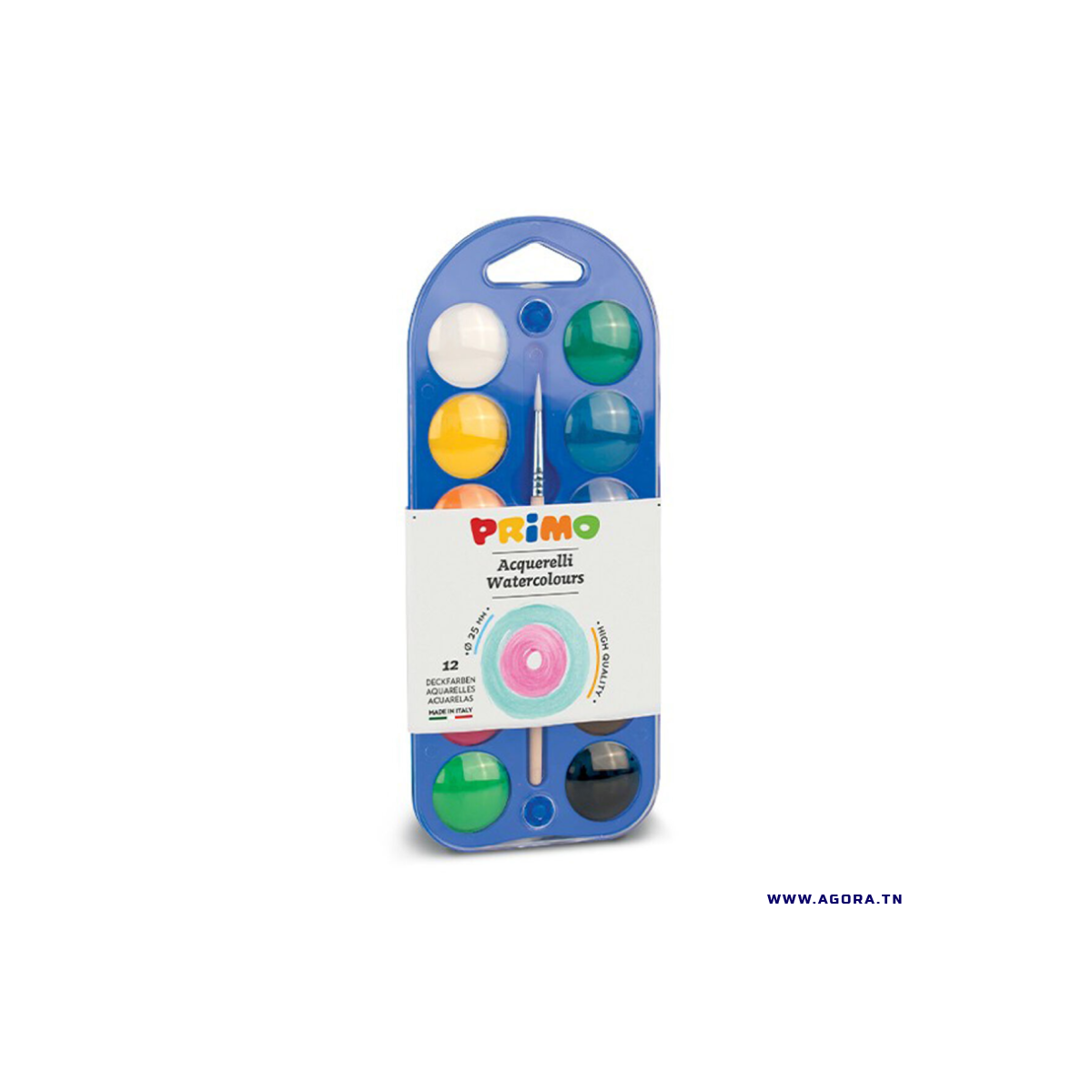 AQUARELLE 12 PASTILLES DE 25MM + 1 PINCEAU 110A12B