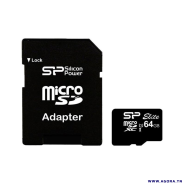 CARTE MEMOIRE SILICON POWER 64 GB AVEC ADAPTATEUR