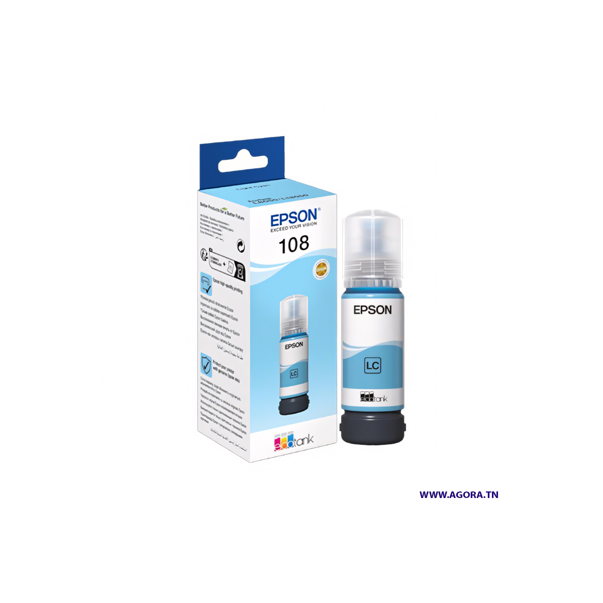 BOUTEILLE D'ENCRE ORIGINAL EPSON 108 70ML LIGHT CYAN