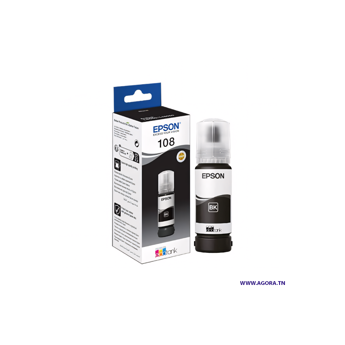 BOUTEILLE D'ENCRE ORIGINAL EPSON 108 70ML NOIR