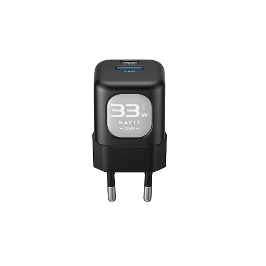 TETE CHARGEUR HAVIT GAN FAST CHARGER HV-UC230 DUAL USB-C 33W+USB-A30W
