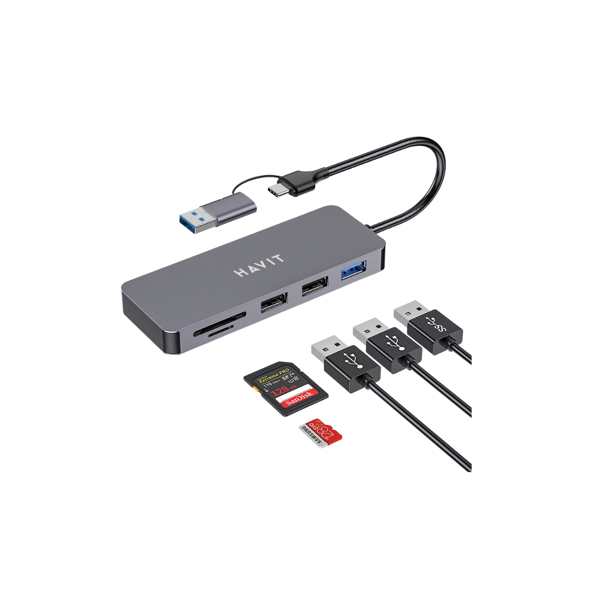 HUB USB-C TO USB HAVIT HV-H41 5EN 1 ALUMINIUM