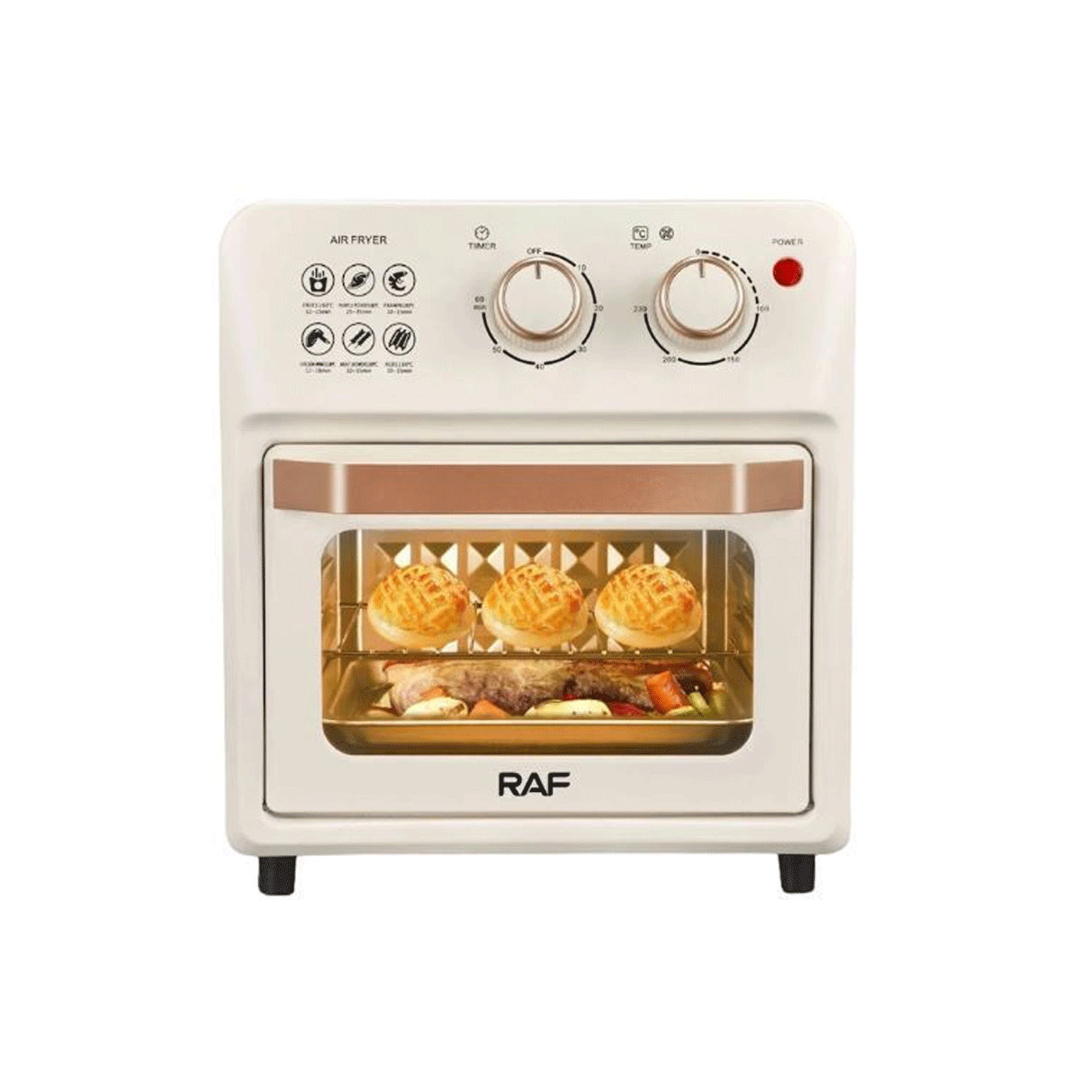 FOUR ELECTRIQUE ET FRITEUSE SANS HUILE RAF R-5347W 12L BLANC