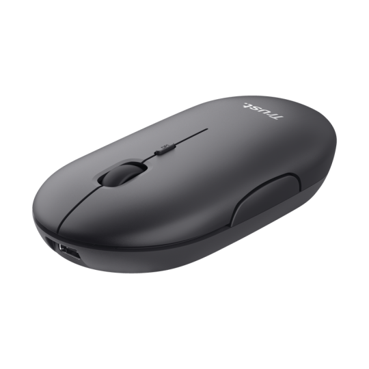 SOURIS TRUST PUCK ULTRA-PLATE SANS FIL RECHARGEABLE NOIR