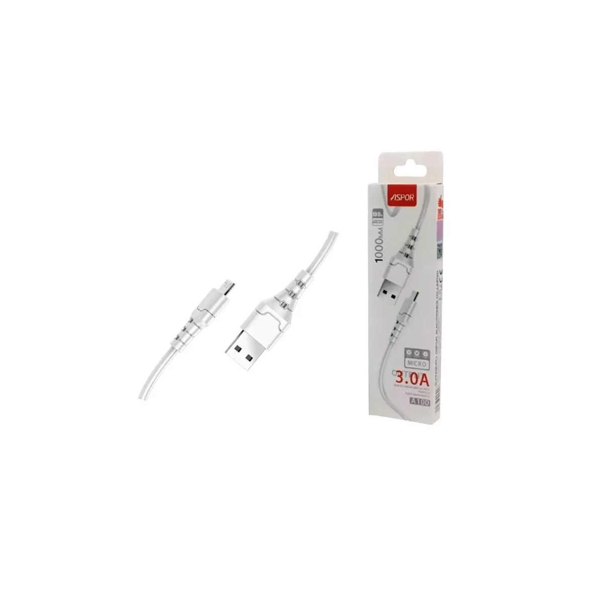 CABLE ASPOR MICRO USB 1M A100 | BLANC
