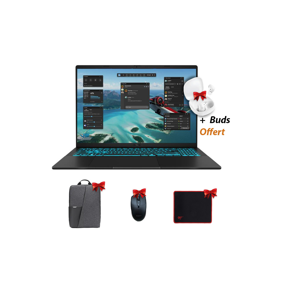 PC PORTABLE GAMER ASUS INTEL CORE 5 8GO 512GO SSD RTX 3050 NOIR