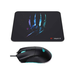 PACK COMBO SOURIS USB GAMER RGB +TAPIS SOURIS HAVIT MS1037CM