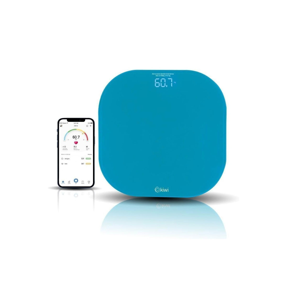 PÈSE PERSONNE CONNECTÉ KIWI 180 KG BLEU
