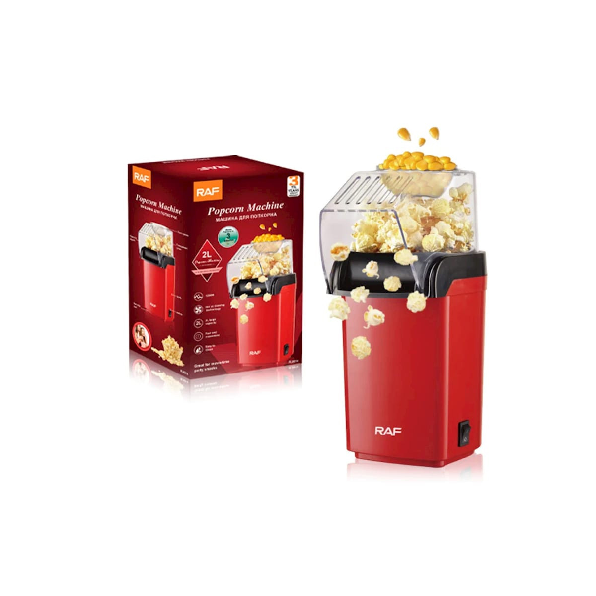MACHINE À POPCORN RAF R.9014 1200W ROUGE